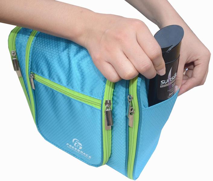 Saco de Higiene Pessoal Suspenso Capacidade Extra Grande Bolsas Premium Travel Organizer para homens e mulheres Casa de banho de nylon impermeável durável, chuveiro, saco de maquilhagem para produtos de higiene pessoal, cosméticos, escovas (Aquamar - Freegrace Imagem de Saco de Higiene Pessoal Suspenso Capacidade Extra Grande Bolsas Premium Travel Organizer para homens e mulheres Casa de banho de nylon impermeável durável, chuveiro, saco de maquilhagem para produtos de higiene pessoal, cosméticos, escovas (Aquamar