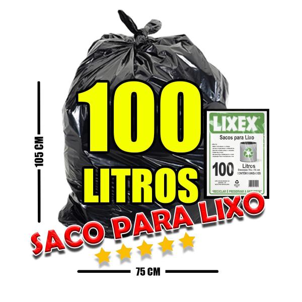 Imagem de Saco De Lixo 100 Litros  Preto 25 Pacotes  (125 sacos)