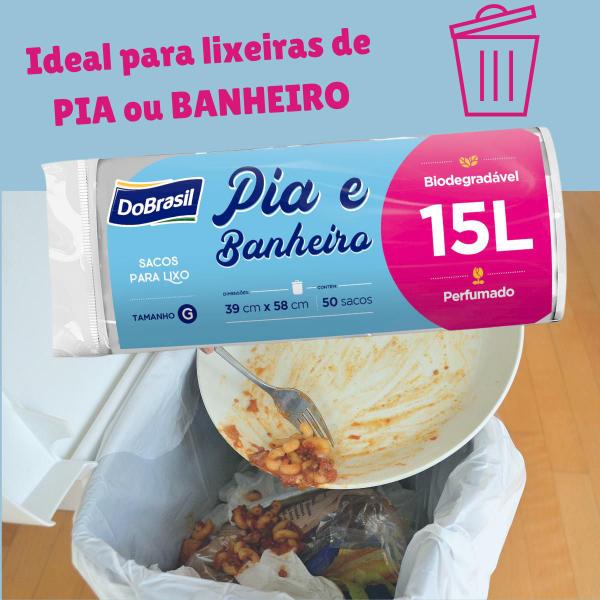 Imagem de Saco de Lixo 15 litros Pia Banheiro Perfumado Branco DoBrasil