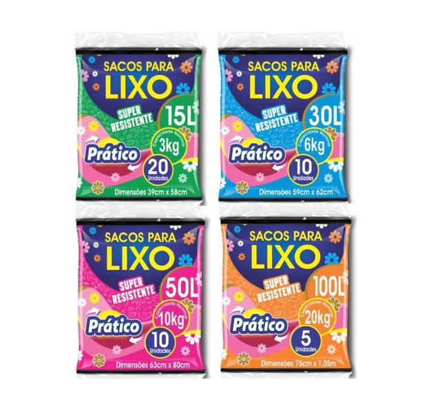 Imagem de Saco de lixo 30 litros preto prático pct/ 10 unid