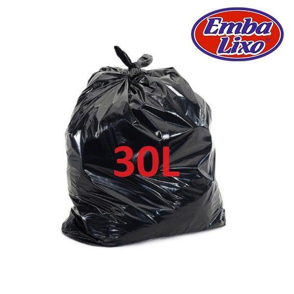 Imagem de Saco de Lixo 30L Mega Econômico 59x62cm EmbaLixo 6kg Preto Pacote 100 Unidades