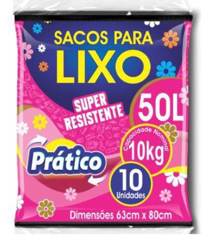 Imagem de Saco de lixo 50 litros preto prático pct/ 10 unid