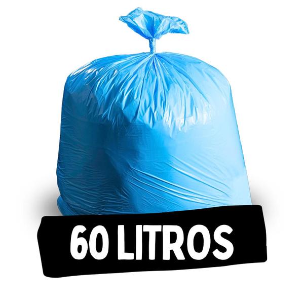 Imagem de Saco De Lixo 60 Litros Cor Azul Uso Leve C/ 100 Unidades