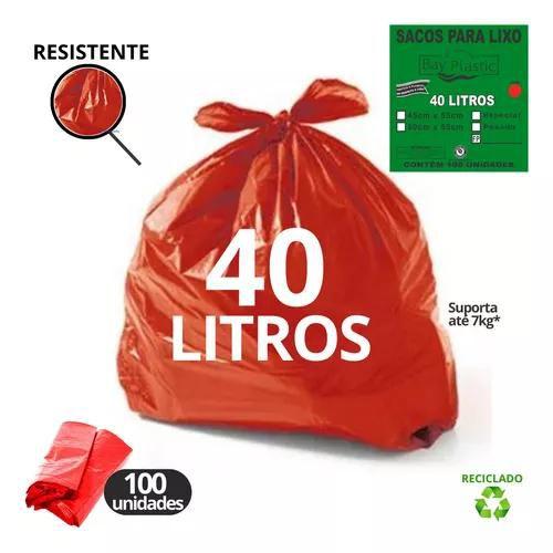 Imagem de SACO DE LIXO ESPECIAL 40L 45X55CM BAY PLASTIC - Vermelho C/ 100un