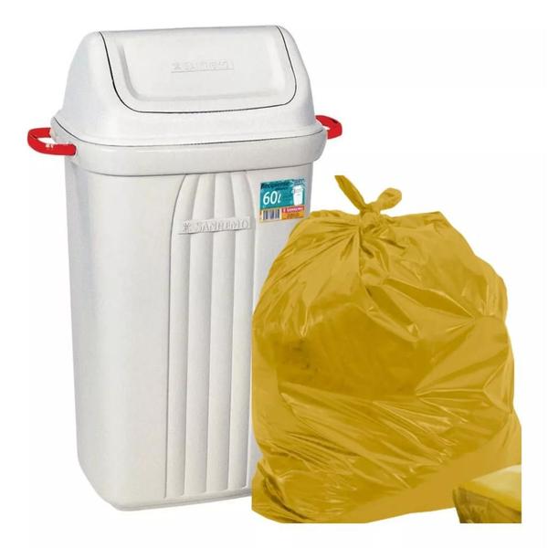 Imagem de SACO DE LIXO ESPECIAL 60L 45X55CM BAY PLASTIC - Amarelo C/ 200un