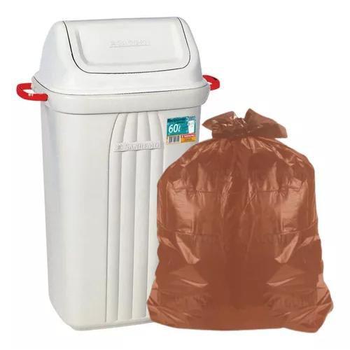 Imagem de SACO DE LIXO ESPECIAL 60L 45X55CM BAY PLASTIC - Marrom C/ 100un