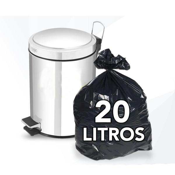 Imagem de Saco de Lixo Forte Preto 20 Litros 45cm x 55cm 100 Uni