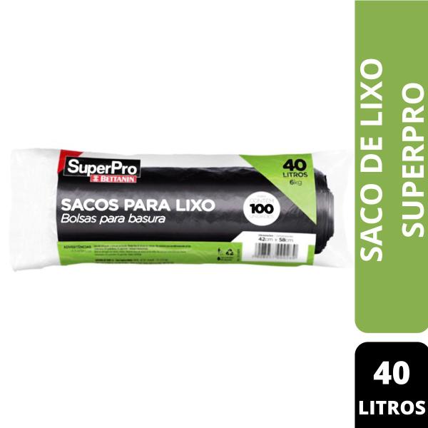 Imagem de Saco De Lixo Plastico Superpro 40L Com 100 Sacos