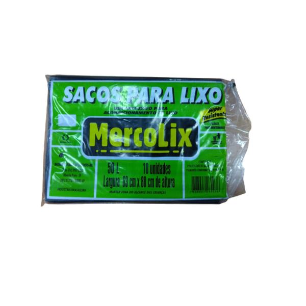 Imagem de Saco de lixo - preto - 50 litros - mercolix - 10 unidades