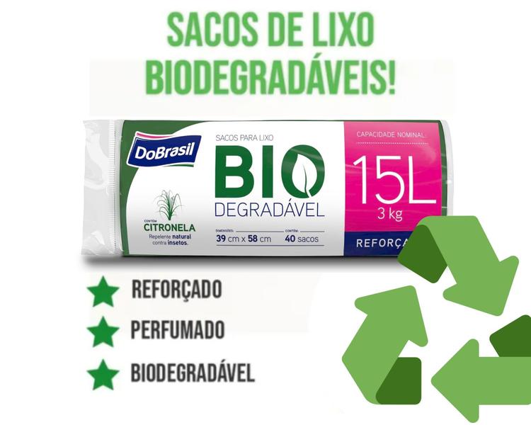 Imagem de Saco de Lixo Resistente Citronela 15 lts 120 Unidades