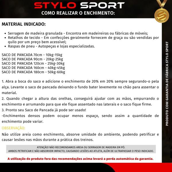Saco de pancada boxe 90x100 vazio treino boxing stylo - STYLO SPORT Imagem de Saco de pancada boxe 90x100 vazio treino boxing stylo