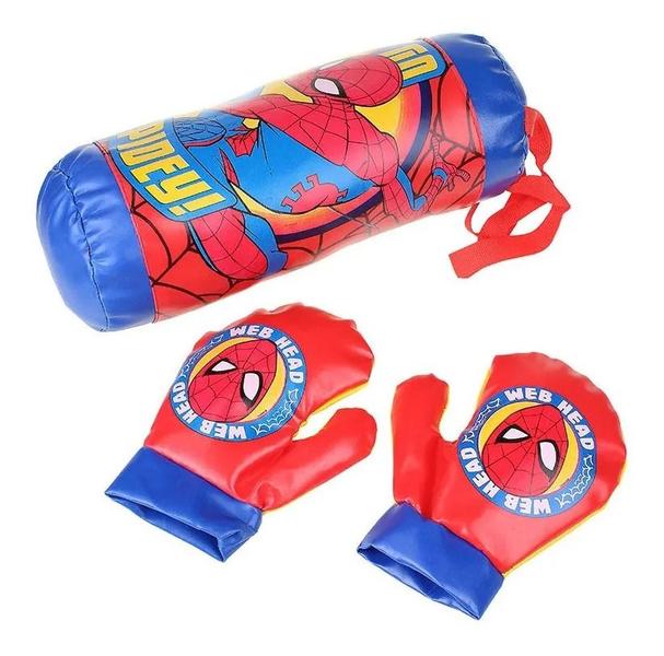 Imagem de Saco De Pancada Boxe Infantil Do Homem Aranha Com Luvas Criança Presente Filhos