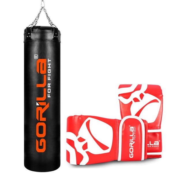 Saco De Pancada Grande Profissional 180 Cm + Par de Luva Bate Saco Pro Adulto Gorilla Muay Thai Boxe Imagem de Saco De Pancada Grande Profissional 180 Cm + Par de Luva Bate Saco Pro Adulto Gorilla Muay Thai Boxe