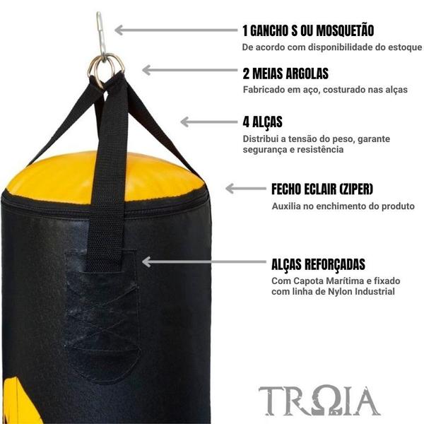 SACO DE PANCADA PROFISSIONAL + LUVA + SUPORTE (90cm) - TRÓIA SPORT Imagem de SACO DE PANCADA PROFISSIONAL + LUVA + SUPORTE (90cm)