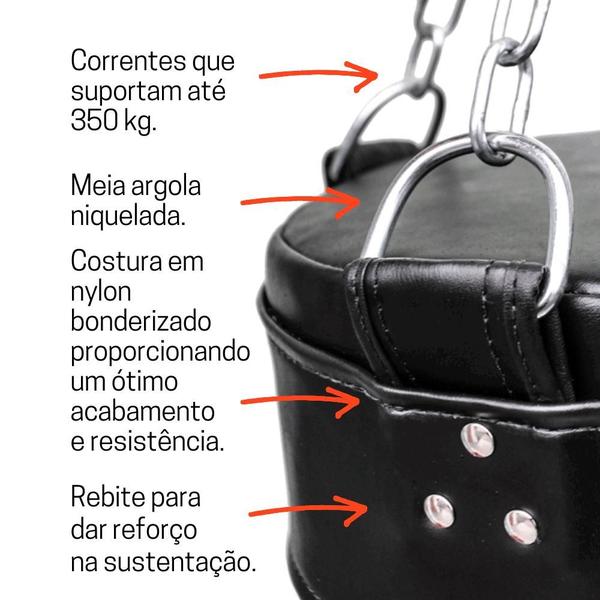 Imagem de Saco De Pancada Profissional Treino Boxe 120 Cm + Bandagem Elástica 3 Metros Muay Thai Gorilla