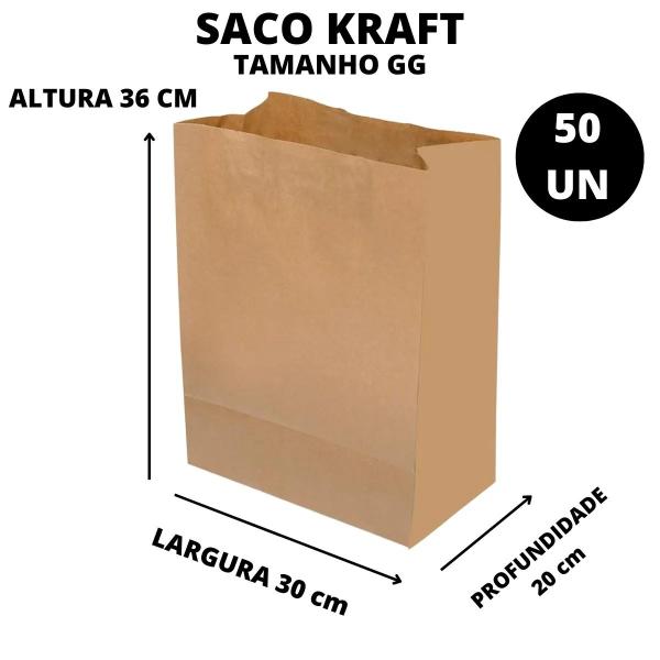 Imagem de Saco De Papel Kraft De Delivery Sos Liso Gg C/50