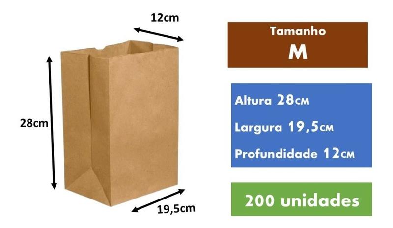 Imagem de Saco De Papel Kraft De Delivery Sos Liso M C/50