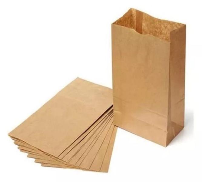 Imagem de Saco de Papel Kraft SOS Liso Médio para Delivery - M 19x12x26cm - pct 50 Unidades