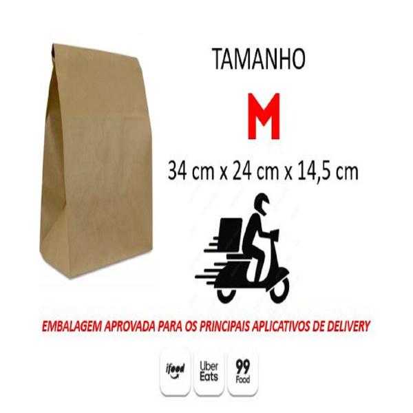 Imagem de Saco De Papel Liso Kraft Delivery M 34x24x14,5 Cm