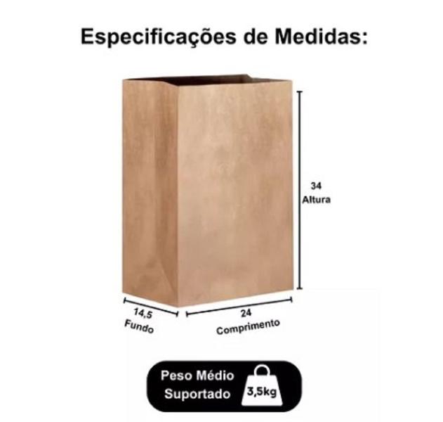 Imagem de Saco De Papel Liso Kraft Delivery M 34x24x14,5 Cm