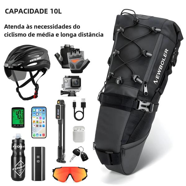 Imagem de Saco de Selim para Bicicleta à Prova d'Água 10L Newboler - MTB e Estrada