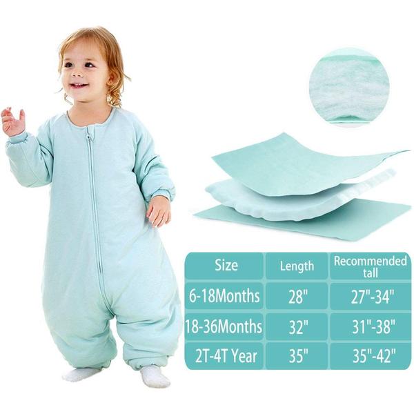 Imagem de Saco de sono bebê com pés inverno, cobertor vestível com pernas, saco para criança engrossa 2.5 TOG (6-18 meses, pequeno)