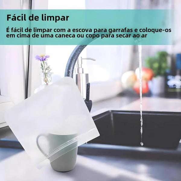 Imagem de Saco do armazenamento do alimento do silicone, saco reusável com fecho de correr, 10pcs