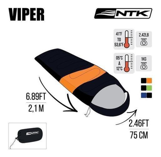 Saco Dormir Viper 5ºc A 12ºc - Preto E Verde - Nautika Imagem de Saco Dormir Viper 5ºc A 12ºc - Preto E Verde