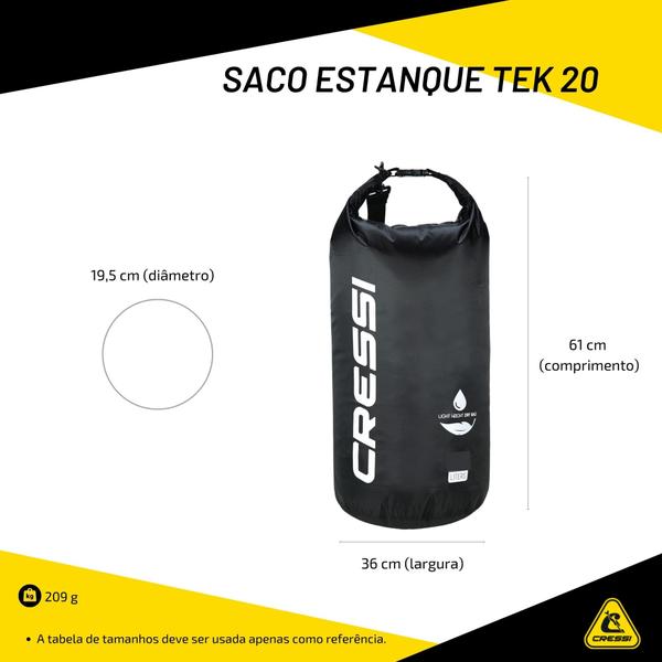 Imagem de Saco Estanque Impermeável Prova D'Água Cressi Dry Bag Tek 20