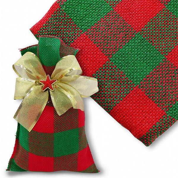 Saco Juta - 30Cmx45cm - Xadrez Vermelho/Verde - 1 unidade - Halley Fitas Imagem de Saco Juta - 30Cmx45cm - Xadrez Vermelho/Verde - 1 unidade - Halley Fitas