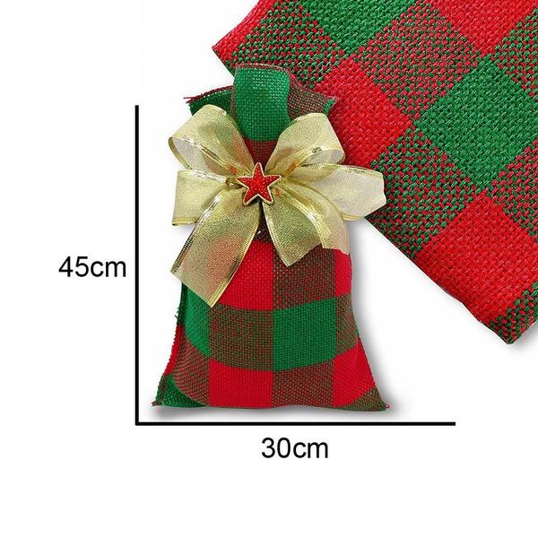 Saco Juta - 30Cmx45cm - Xadrez Vermelho/Verde - 1 unidade - Halley Fitas Imagem de Saco Juta - 30Cmx45cm - Xadrez Vermelho/Verde - 1 unidade - Halley Fitas