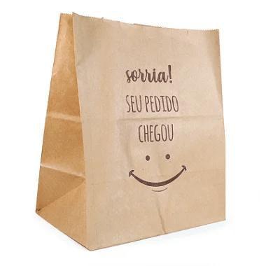 Imagem de Saco Kraft Delivery (22 x 14 x 25 cm) Sorria - 100 unidades