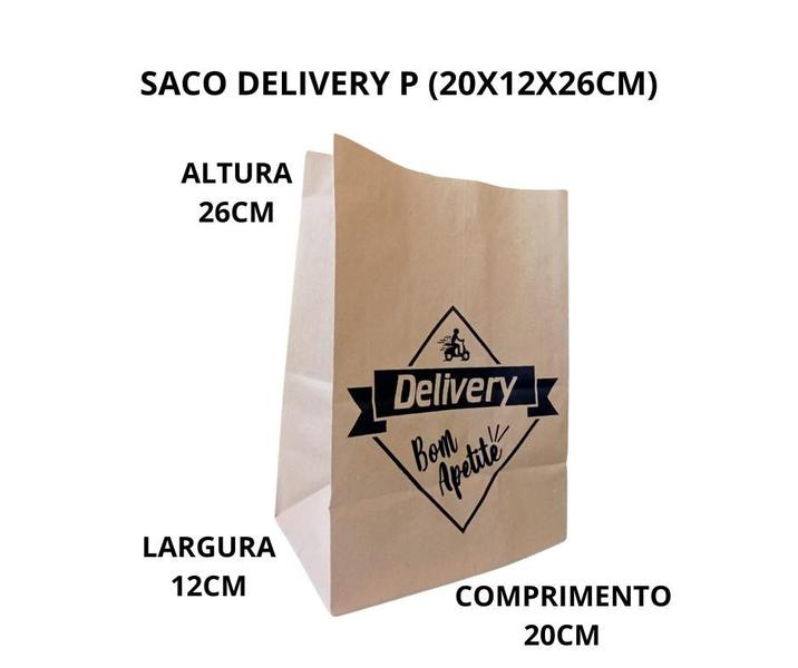 Imagem de Saco Kraft Para Delivery Sos P (20x12x26cm) C/ 50 Un.