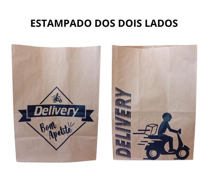 Imagem de Saco Kraft Para Delivery Sos Pp (17X10X24Cm) Com 50 Un.