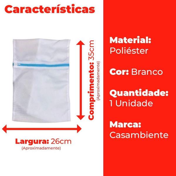 Imagem de Saco Lavar Roupa Delicadas Na Máquina Zíper 26X35Cm