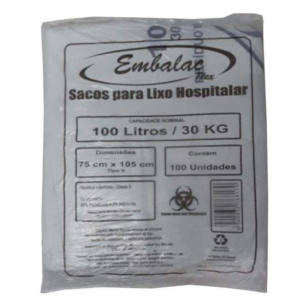 Imagem de Saco lixo hospitalar infectante 100l c/100 branco embalac