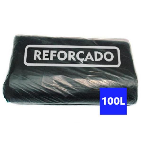 Imagem de Saco Lixo Preto 100 Litros Pacote 100 Unidades Boca Larga