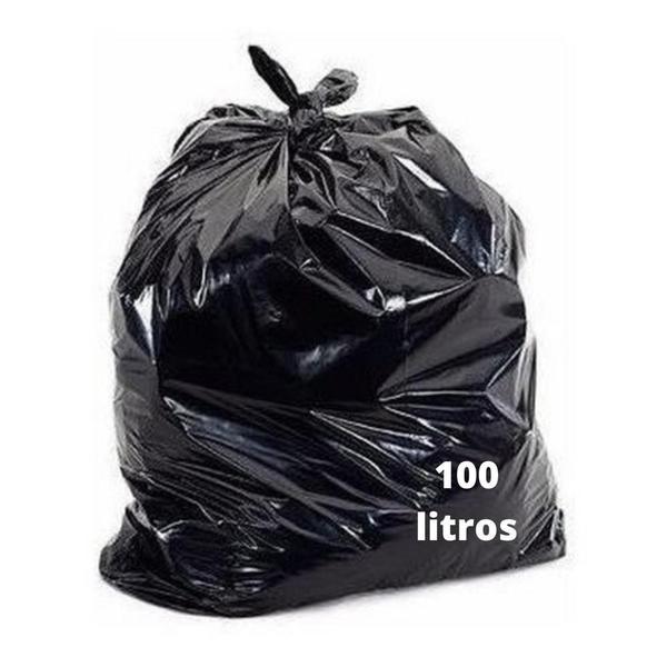 Imagem de Saco Lixo Preto 100 Litros Pacote 100 Unidades Boca Larga