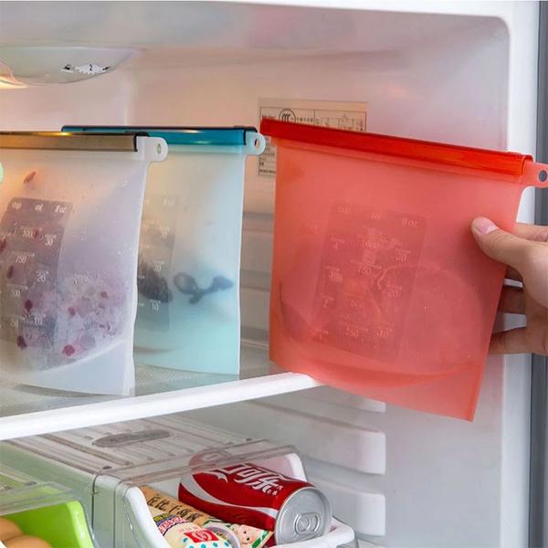 Imagem de Saco m silicone para alimento 1 litro freezer - microondas