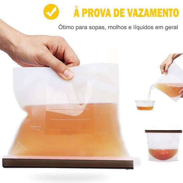 Imagem de Saco m silicone para alimento 1 litro freezer - microondas