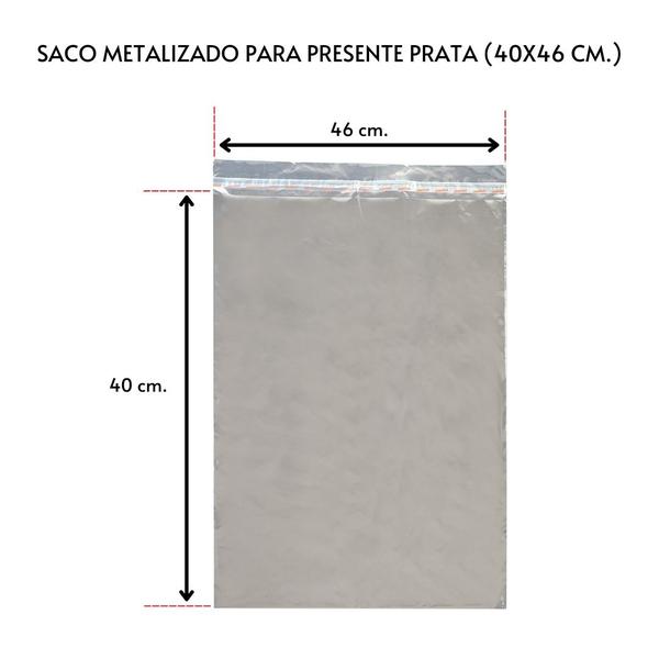 Saco metalizado para presente prata 40x46 cm. Com 100 un. - TAMAROZZI EMBALAGENS Imagem de Saco metalizado para presente prata 40x46 cm. Com 100 un.