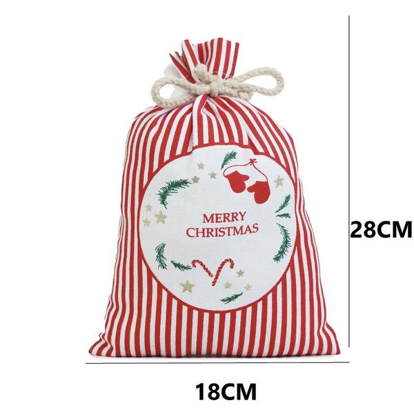 Imagem de Saco natalino merry christmas listra e bengala  28cm