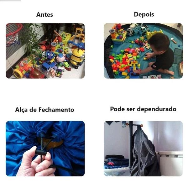 Imagem de Saco Organizador de Brinquedos Lego Carrinhos Bonecas Bolinhas