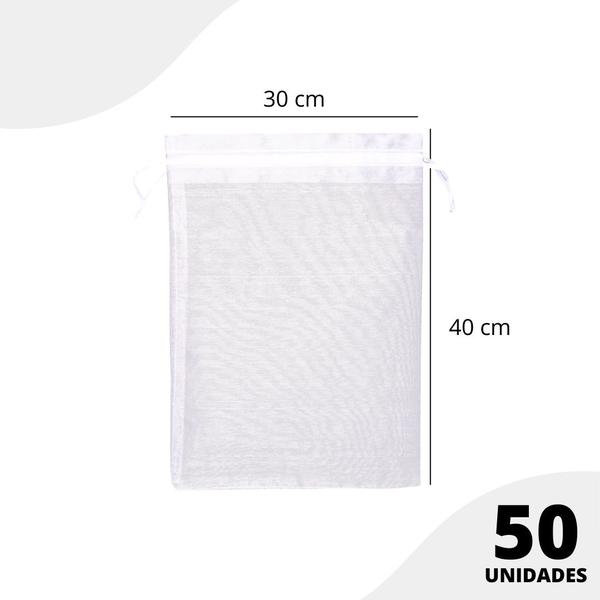 Imagem de Saco Organza - Saquinho 30x40 Branco C/50 Para Lembrancinha - Nybc