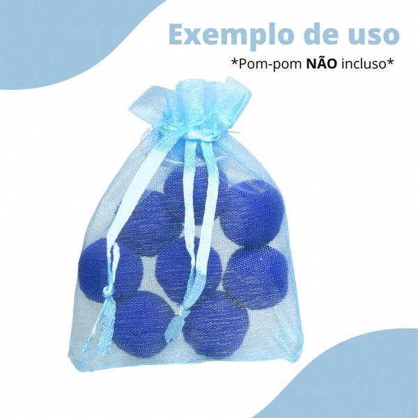 Imagem de Saco Organza - Saquinho Azul 7x9 cm - C/ 100 Para Lembrancinha - BRX