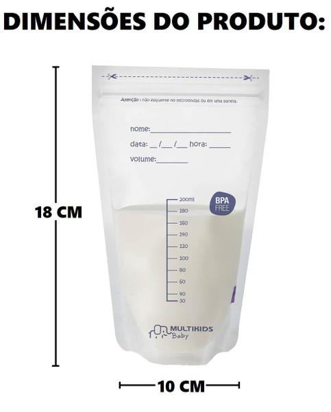 Imagem de Saco Para Armazenar Leite Materno 200ml com 50 Unidades Multikids