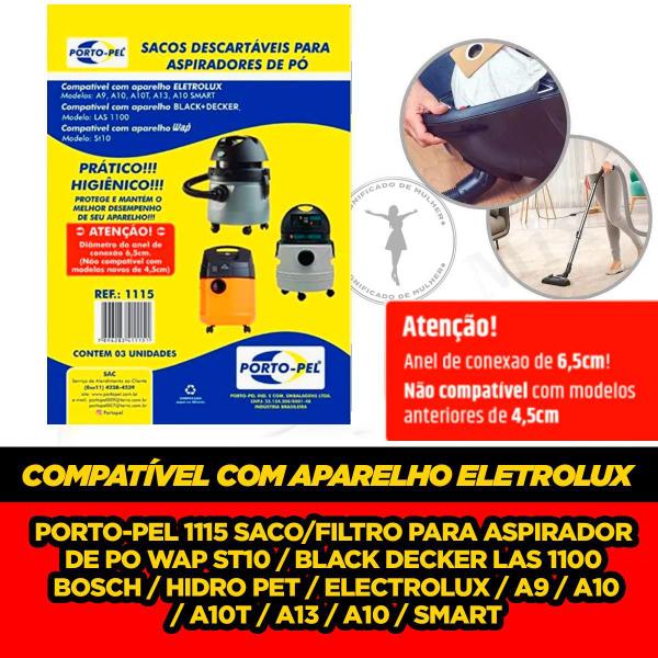 Imagem de Saco Para Aspirador Compatível Electrolux 1115 Pct C/3 Un