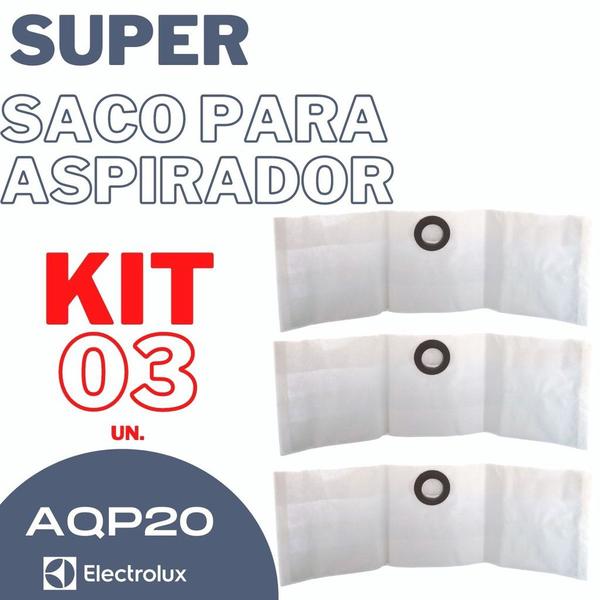 Imagem de Saco para Aspirador de Pó Electrolux Descartável AQP20 com 03 unidades Refil Compatível Eletrolux Bocal de Encaixe 45 mm