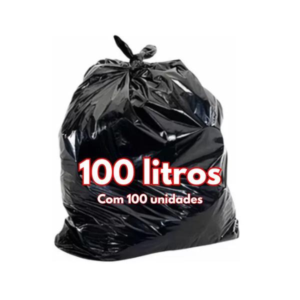 Imagem de Saco para Lixo 100 litros preto - 90x105 Pacote com 5 kg - 100 unidades