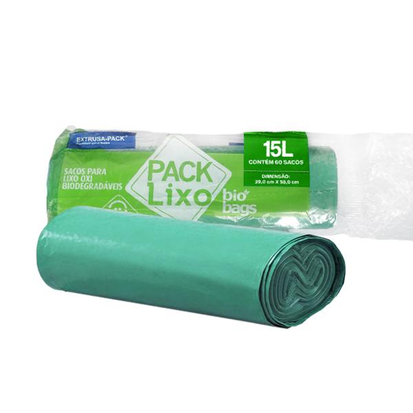 Imagem de Saco para Lixo 15 Litros Biodegradável Verde 30 unidades Pack Lixo